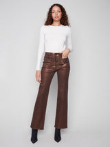 Charlie B Flare Leg Foil Twill Pant | Bronze