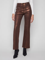 Charlie B Flare Leg Foil Twill Pant | Bronze