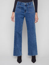 Charlie B Flare Leg Denim Pant | Medium Blue