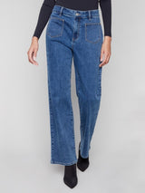 Charlie B Flare Leg Denim Pant | Medium Blue
