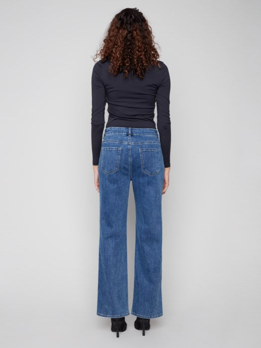 Charlie B Flare Leg Denim Pant | Medium Blue