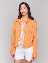 Charlie B Linen Blend Jacket | Papaya