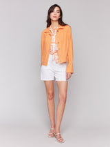 Charlie B Linen Blend Jacket | Papaya