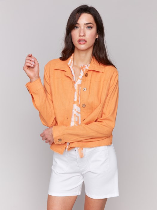 Charlie B Linen Blend Jacket | Papaya