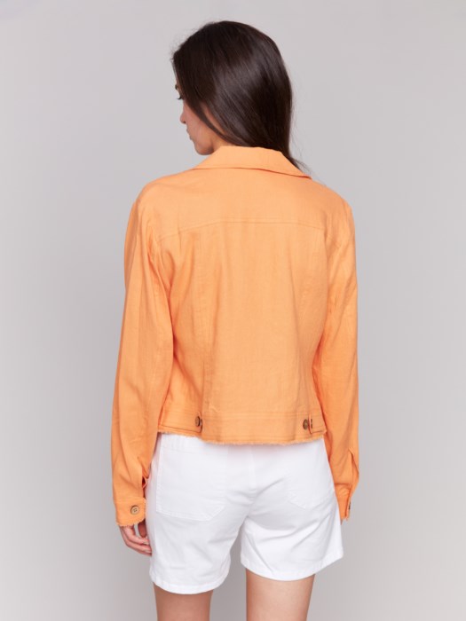 Charlie B Linen Blend Jacket | Papaya