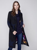Charlie B Long Coat with Stars Detail Navy