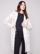 Charlie B Plaid Knit Coatigan | Ivory