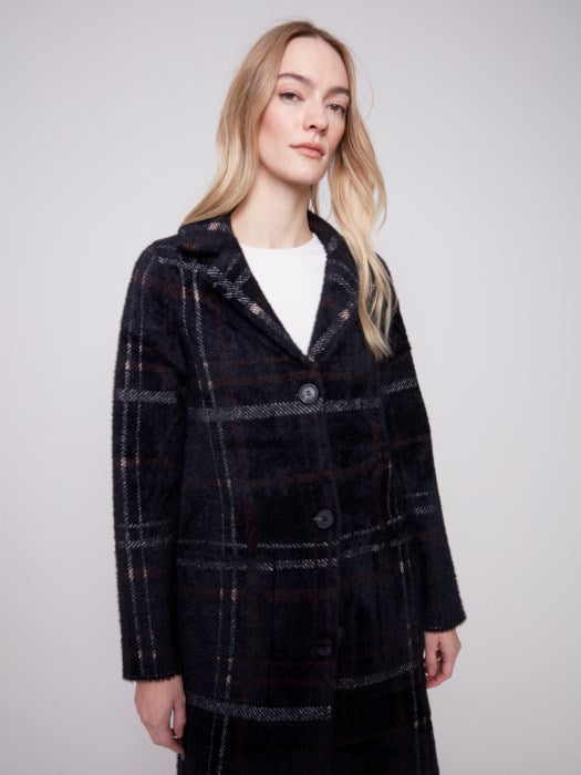 Charlie B Plaid Knit Coatigan | Mocha