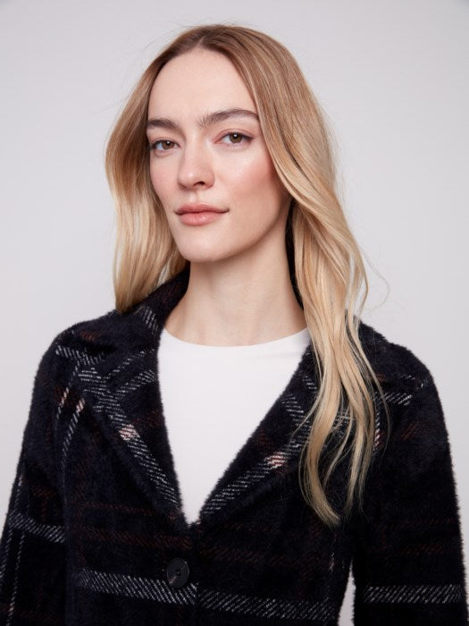 Charlie B Plaid Knit Coatigan | Mocha