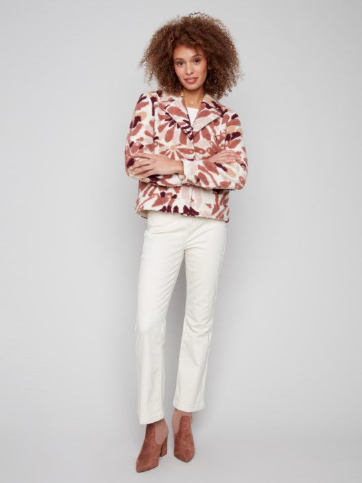 Charlie B Sherpa Flocked Fleece Short Jacket | Cabernet