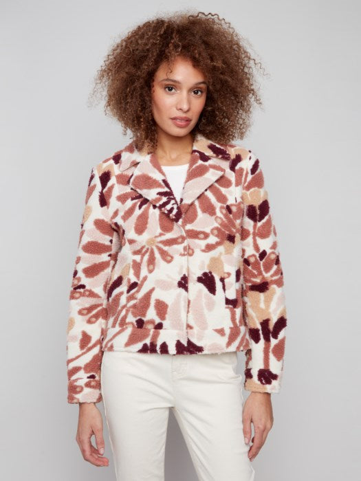 Charlie B Sherpa Flocked Fleece Short Jacket | Cabernet