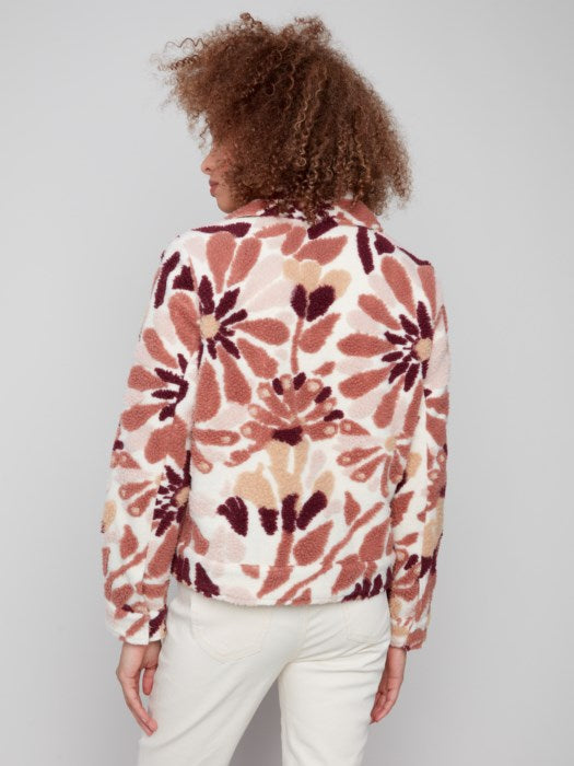 Charlie B Sherpa Flocked Fleece Short Jacket | Cabernet