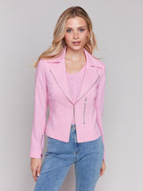 Charlie B Crinkle Rayon Biker Jacket | Begonia