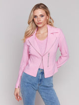 Charlie B Crinkle Rayon Biker Jacket | Begonia