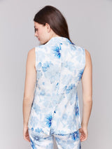 Charlie B Printed Linen Blend Vest | Celestial