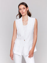 Charlie B Linen Blend Vest | White