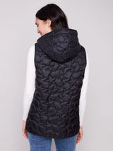 Charlie B Star Quilted Short Vest | Black