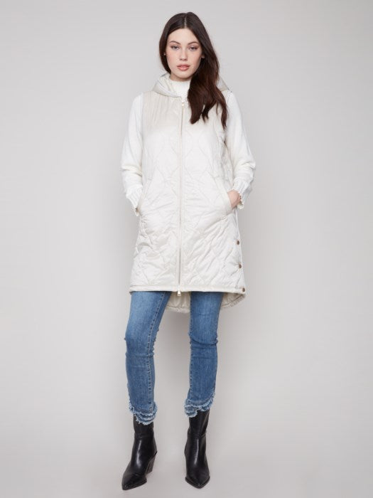 Charlie B Pearlized Long Vest | Champagne