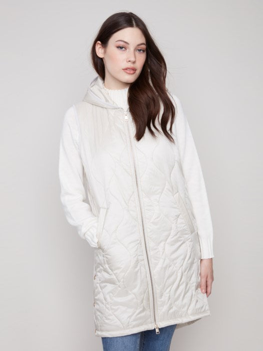 Charlie B Pearlized Long Vest | Champagne