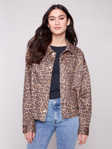 Charlie B Leopard Printed Scuba Short Coat | Leopard
