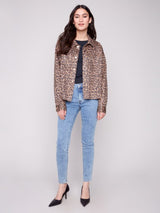 Charlie B Leopard Printed Scuba Short Coat | Leopard