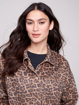 Charlie B Leopard Printed Scuba Short Coat | Leopard