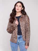 Charlie B Leopard Printed Scuba Short Coat | Leopard
