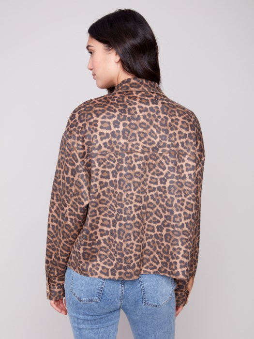 Charlie B Leopard Printed Scuba Short Coat | Leopard