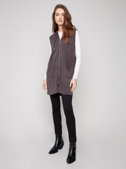 Charlie B Soft Scuba Long Vest | Mocha