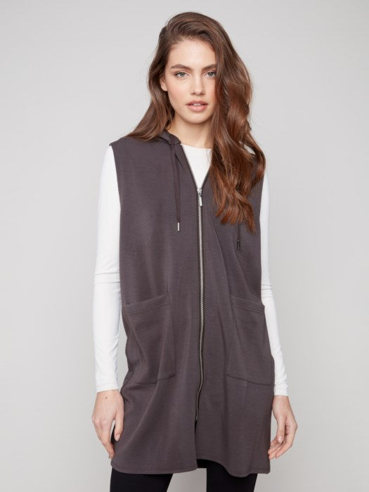 Charlie B Soft Scuba Long Vest | Mocha