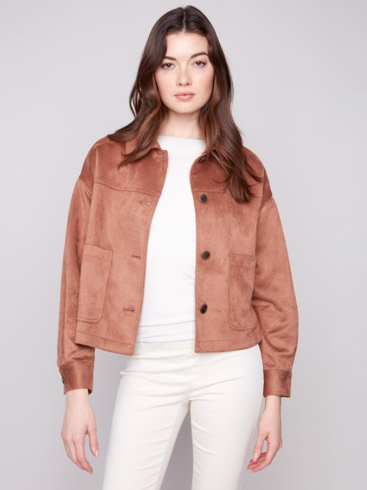 Charlie B Short Faux Suede Jacket | Truffle
