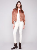 Charlie B Short Faux Suede Jacket | Truffle