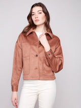 Charlie B Short Faux Suede Jacket | Truffle
