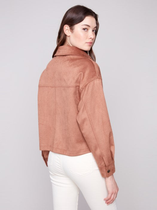 Charlie B Short Faux Suede Jacket | Truffle