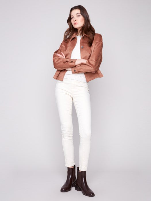 Charlie B Short Faux Suede Jacket | Truffle