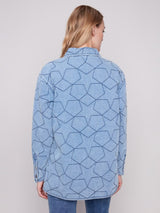 Charlie B Star Quilted Denim Jacket | Light Blue