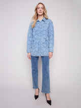 Charlie B Star Quilted Denim Jacket | Light Blue