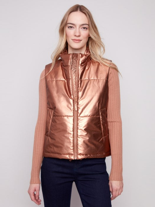 Charlie B Metallic Short Vest| Copper