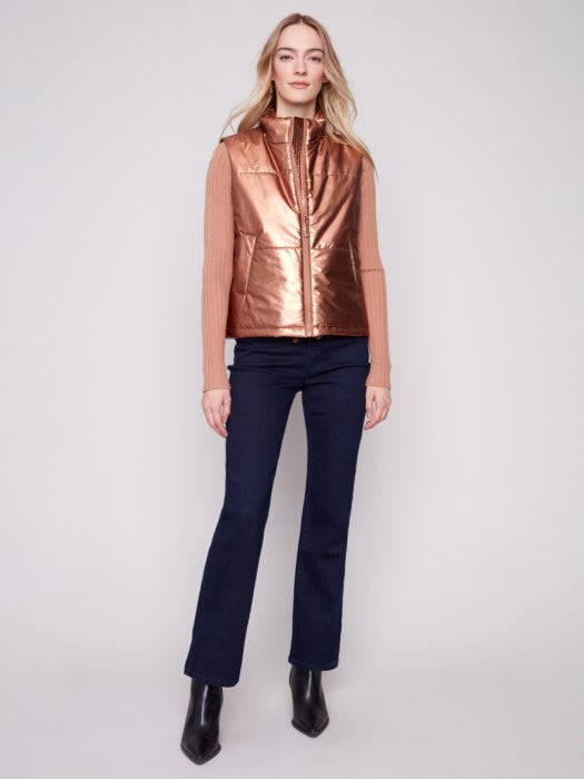 Charlie B Metallic Short Vest| Copper