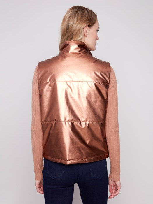 Charlie B Metallic Short Vest| Copper
