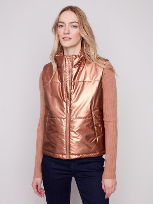 Charlie B Metallic Short Vest| Copper