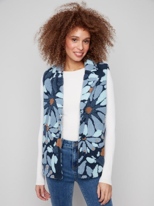 Charlie B Sherpa Flocked Fleece Vest Jacket | Oxford