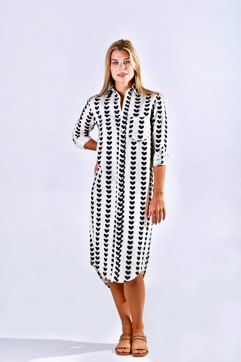 Emily Phillips Black Hearts Girlfriend Midi Dress