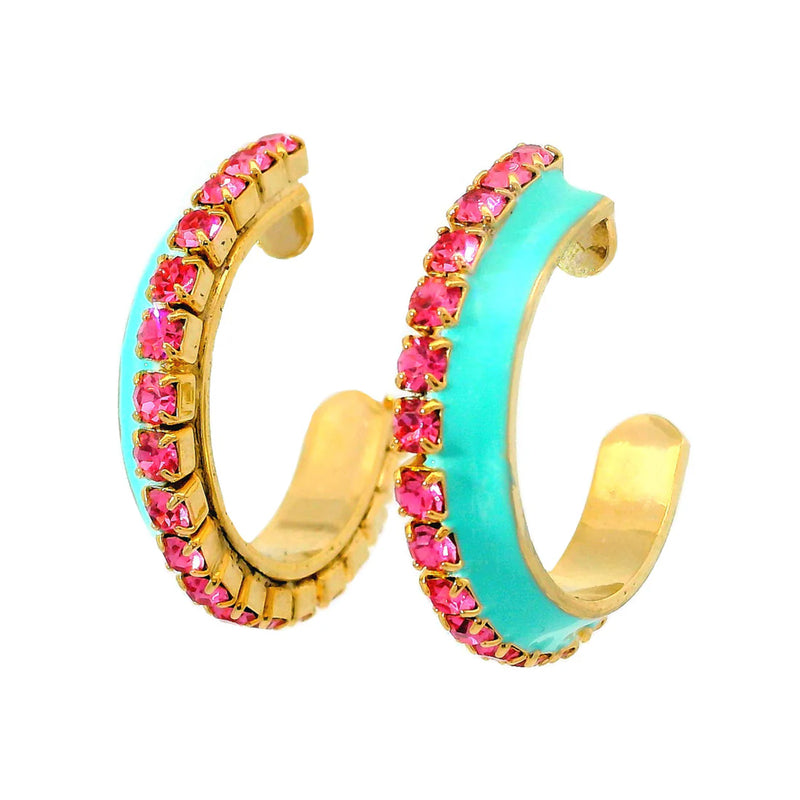 TOVA Heather Hoops in Turquoise