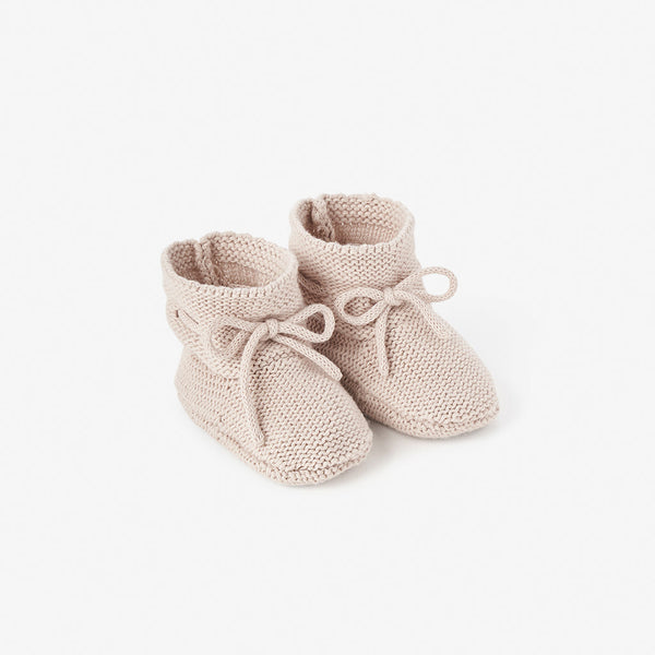 Elegant Baby Taupe Garter Knit Baby Booties