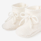 Elegant Baby White Garter Knit Baby Booties