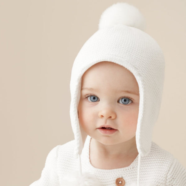 Elegant Baby Sofia & Finn White Pom Pom Baby Hat
