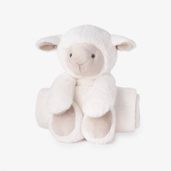 Elegant Baby Lamb Bedtime Huggie Plush Toy with Blanket