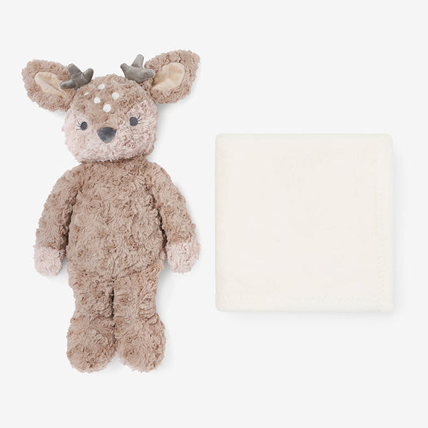 Elegant Baby Fawn Bedtime Huggie Plush Toy with Blanket