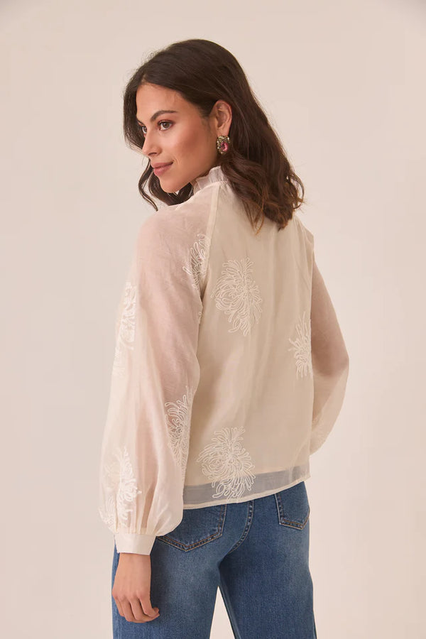 NKN nekane  Embroidered Oriental Style Blouse | Ecru